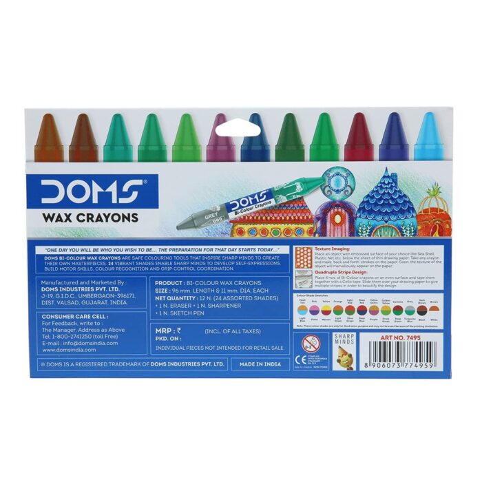 DOMS-Bi-Colour Crayons Two Sided Colours in one Crayon
