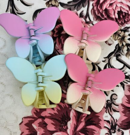 Dual Tone Butterfly Matte Claw Clip – Strong Grip Pastel Hair Accessory for Girls & Women (1 PC)