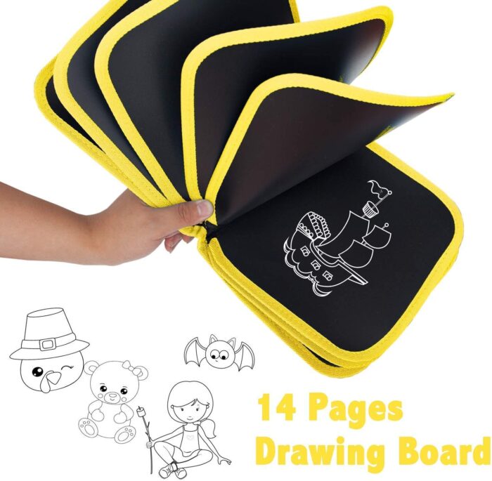 Erasable Doodle Books with 12 Watercolor Pens, Writing Boards, Gifts for Kids 2~12, Painting Toy Set for Car Travel, Road Trip, Birthday Gift,14 Pages for Funny Drawing (Unicorn)