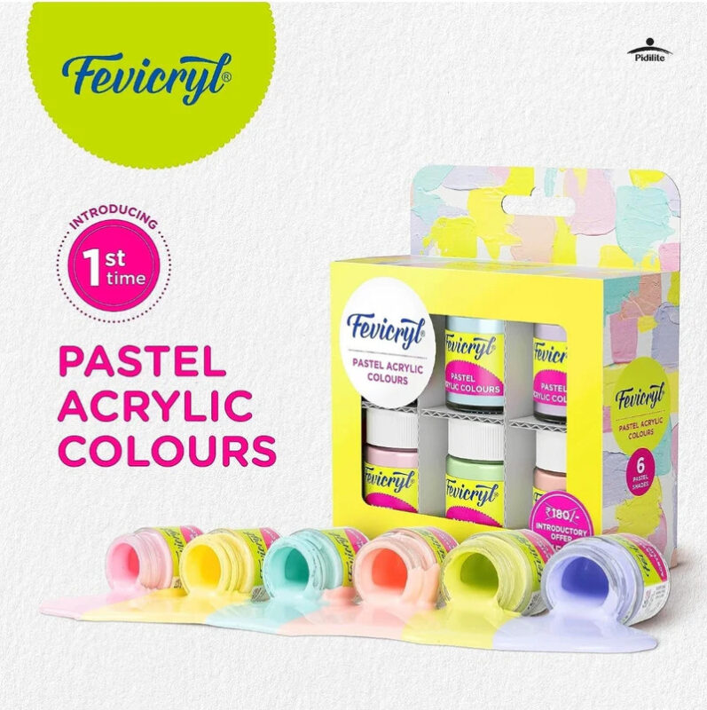 Fevicryl Pastel Acrylic Colours - Set Of 6