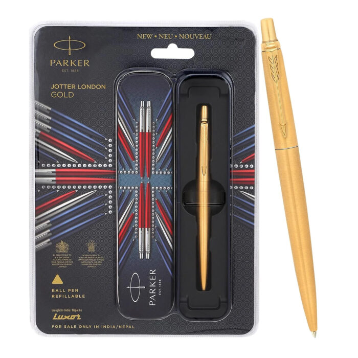 Parker Jotter Gold Ball Pen – Luxury Gold-Plated Stainless Steel Pen | Smooth Writing Ballpoint Pen for Gifting & Office Use