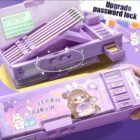 Multifunctional Pencil Case Organizer with Password Lock, Built-in Sharpener, Timetable & Whiteboard