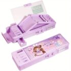 Multifunctional Pencil Case Organizer with Password Lock, Built-in Sharpener, Timetable & Whiteboard