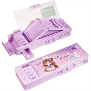 Multifunctional Pencil Case Organizer with Password Lock, Built-in Sharpener, Timetable & Whiteboard