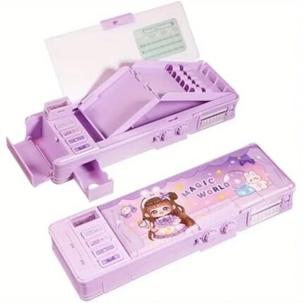 Multifunctional Pencil Case Organizer with Password Lock, Built-in Sharpener, Timetable & Whiteboard