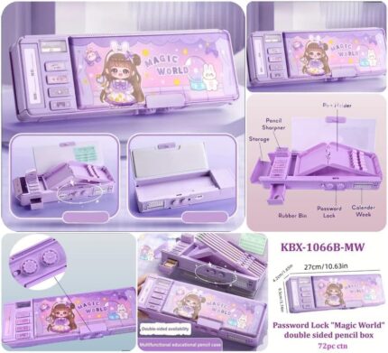 Multifunctional Pencil Case Organizer with Password Lock, Built-in Sharpener, Timetable & Whiteboard