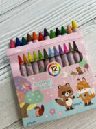Animal World Theme Wax Crayons Set for Kids – 12 Shades (Multicolor)
