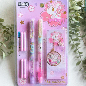Unicorn Fountain Pen for Kids – Cute Fine Nib Ink Pen Set with 2 Pens & 4 Refills
