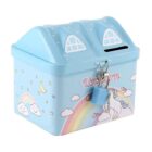 Unicorn House-Shaped Metal Coin Bank for Kids – Cute Piggy Bank with Lock & Key