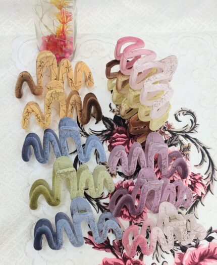 Korean Super Wavy Velvet Hair Claw Clips – Strong Hold for Thick & Heavy Hair | Set of 3 Multicolour