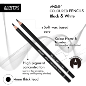 Brustro Coloured Pencils Black and White Set of 6