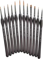 Keep Smiling Thin & Fine Tip Paint Brush 12Pc Set Mini Detail Linner Brushes for Acrylic, Watercolor & Oil Painting