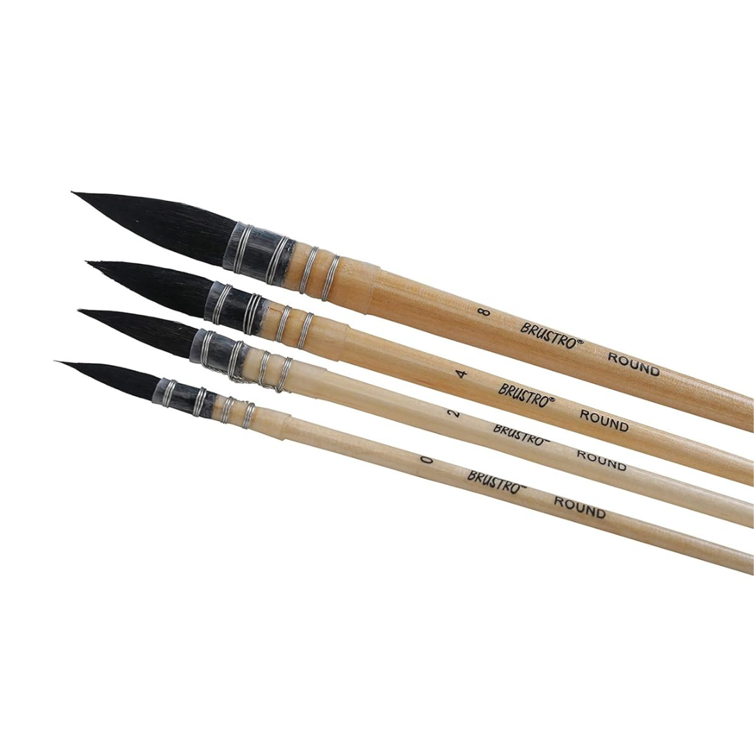 BRUSTRO Artist’s Natural Hair MOP Brush Set of 4
