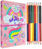 Foldable Coloring book set with double-sided colour pencils – Activity Book for Kids (3+ Years)