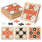Wooden Tic Tac Toe Board Game for Kids & Adults