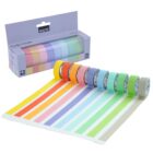 BRUSTRO Washi Masking Tapes Pastel Palette Solids Shade 15 mm X 5 mtrs (Set of 10)