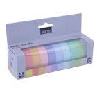 BRUSTRO Washi Masking Tapes Pastel Palette Solids Shade 15 mm X 5 mtrs (Set of 10)