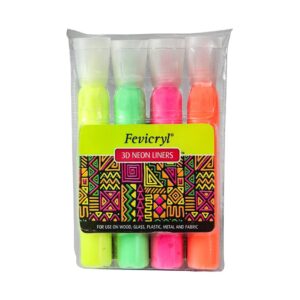 Fevicryl 3D Neon Liners Kit 4Colours X 20Ml Each Tube