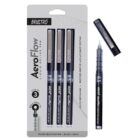 BRUSTRO AeroFlow Liquid Ink Rollerball Pens | Black | 0.5mm, Micro Tip | Pack of 3