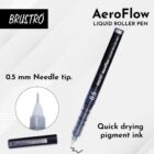 BRUSTRO AeroFlow Liquid Ink Rollerball Pens | Black | 0.5mm, Micro Tip | Pack of 3