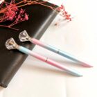 Pastel holographic diamond topper ballpoint pen with smooth 0.5mm blue ink