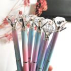 Pastel holographic diamond topper ballpoint pen with smooth 0.5mm blue ink