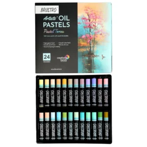 Brustro Artist Oil Pastels Set of 24 Pastel Tones – Soft Blending Oil Pastel Colours for Artists & Students