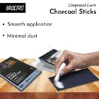 Brustro Artist Compressed Carré Charcoal Sticks Set of 6 5 Black + 1 White – Professional Drawing & Sketching Charcoal