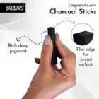 Brustro Artist Compressed Carré Charcoal Sticks Set of 6 5 Black + 1 White – Professional Drawing & Sketching Charcoal