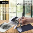 Brustro Artist Compressed Carré Charcoal Sticks Set of 6 5 Black + 1 White – Professional Drawing & Sketching Charcoal