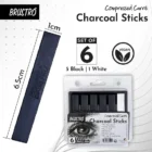 Brustro Artist Compressed Carré Charcoal Sticks Set of 6 5 Black + 1 White – Professional Drawing & Sketching Charcoal