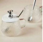 Teddy Glass Cup with Spoon