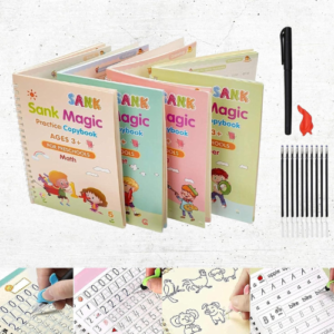 Sank Magic Practice Copybook for Kids 4 Magic Book for Kids with 10 Refills, 1 Pen & Grip