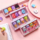 Cute Fancy Dessert Eraser Set of 4 Themed- Fun & Stylish Erasers for Kids & Students (Pack of 1)