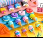 Cute Fancy Dessert Eraser Set of 4 Themed- Fun & Stylish Erasers for Kids & Students (Pack of 1)