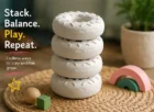DIY Paint Your Own Food Shapes Kit for Kids Donuts, with 3 Non-Toxic Paint Colours and Paintbrush