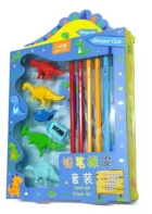 Dinosaur Stationery Set – HB Pencils, Dino Erasers, Sharpener & Ruler Bookmark | Return Gift for Kids